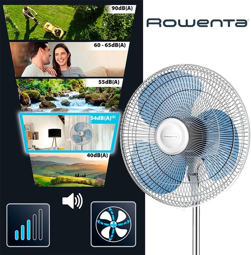 Quiet 3-Speed Standing Fan with Remote – Adjustable Height & Oscillation White