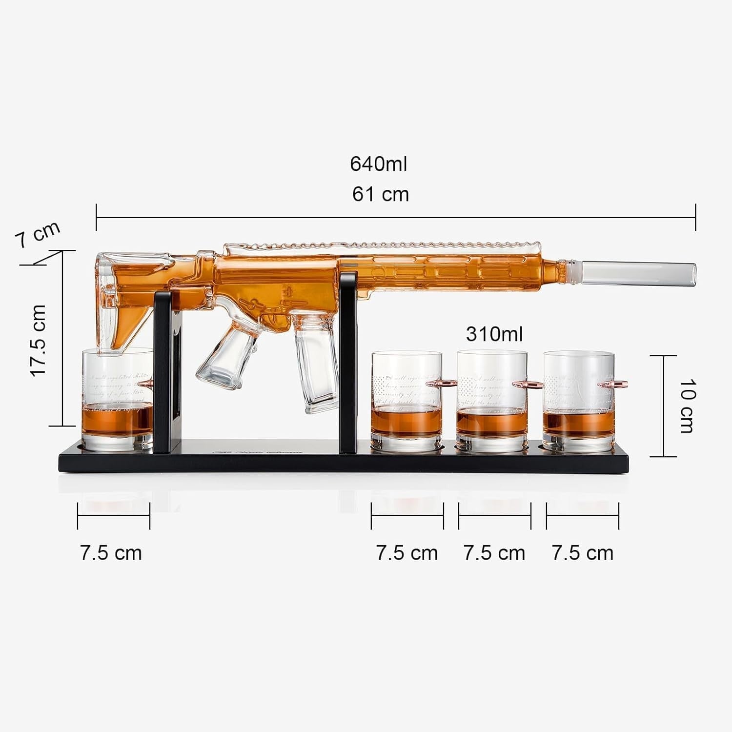 AR15 Style Whiskey Decanter Set with Glasses 1000ml Military Bar Gift