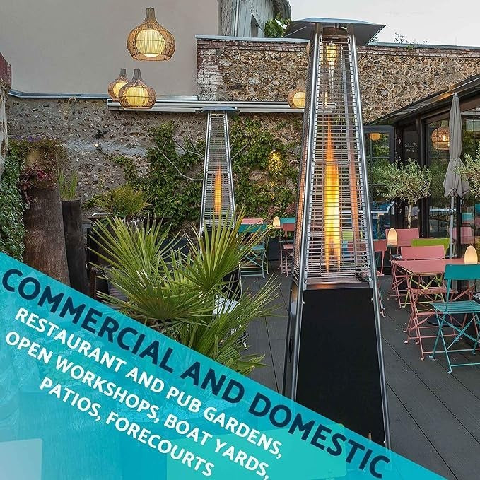 Outdoor Gas Pyramid Patio Heater 13kW with Cover – Adjustable Heat & Safety