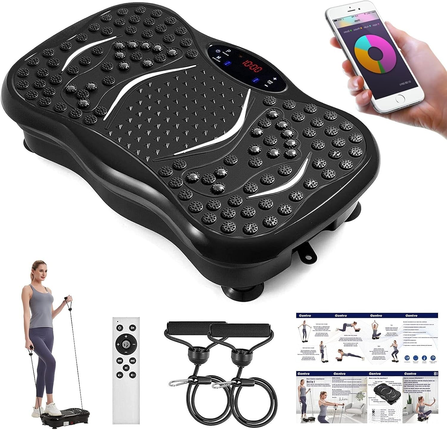 Vibration Plate Exercise Machine 99 Levels Bluetooth Remote 330lb