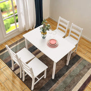 Solid Pine Dining Table Set 4 Chairs White | Durable Kitchen Furniture
