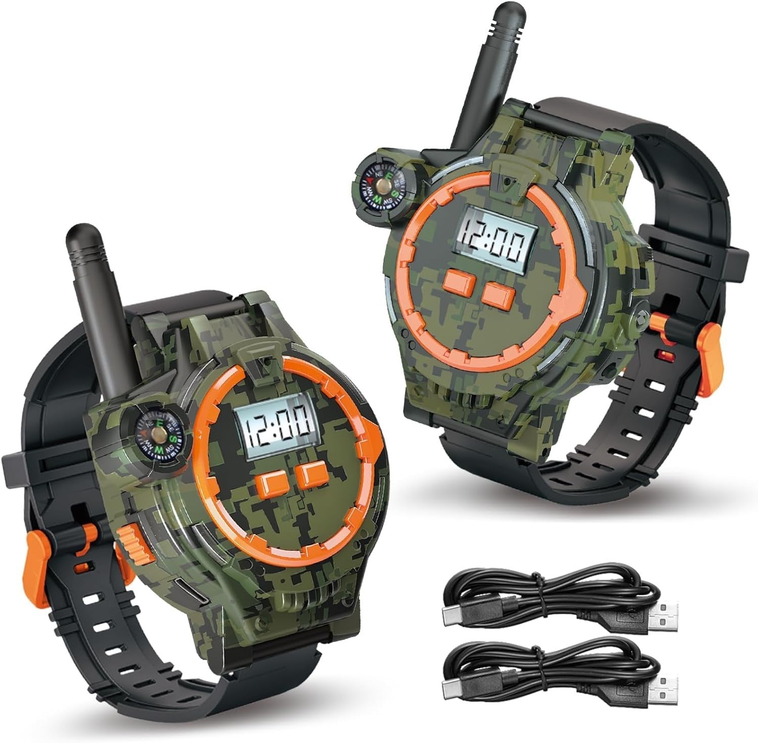 Kids Rechargeable Walkie Talkies 2 Pack Long Range Radio w Flashlight