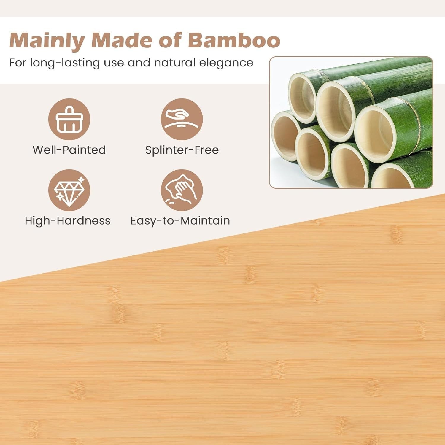 Bamboo Rolling Kitchen Island Cart 104cm Storage Cabinet