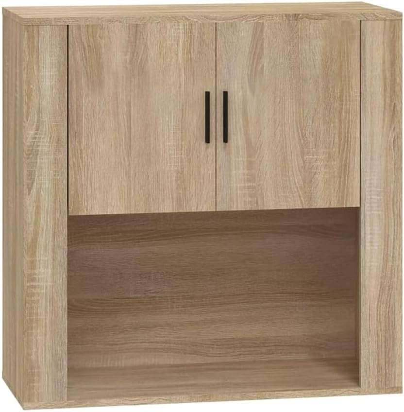 Wall-Mounted Living Room Cabinet with Storage & Organizer, 33x80x80cm Oak