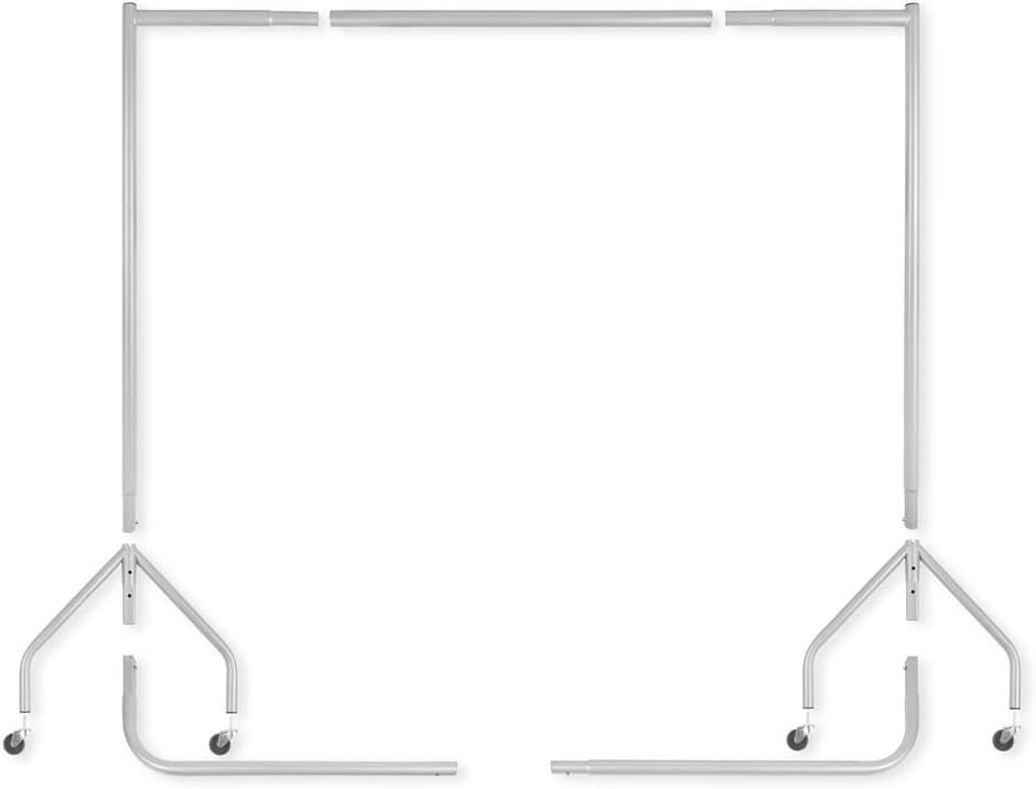 Heavy Duty Clothes Rail 6ft Steel Silver, 100kg Load, Free Standing with Wheels