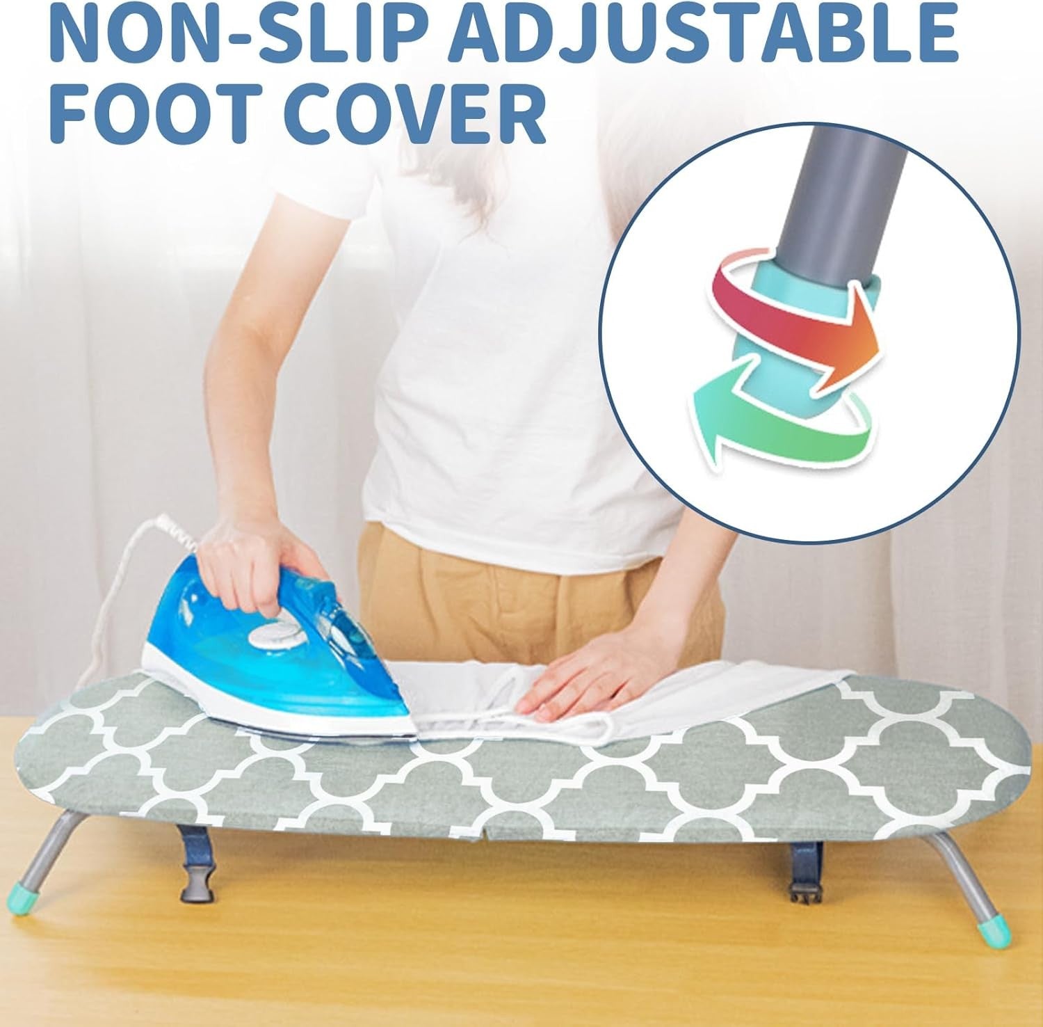 Compact Folding Ironing Board Non Slip Heat Resistant Cover Space Saving