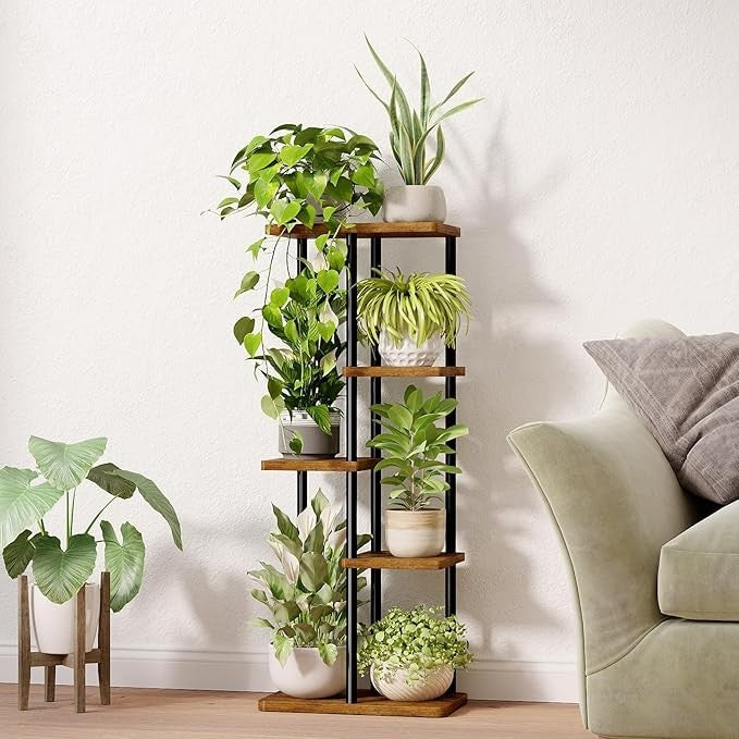 5 Tier Metal Plant Stand Indoor Outdoor Corner Flower Shelf Display Rack
