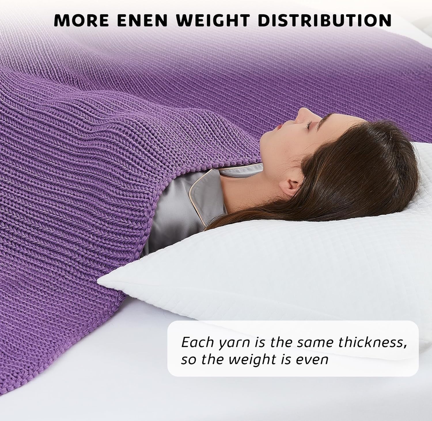 Knitted Weighted Blanket 20lbs 48x72 Purple Heavy Cooling Throw