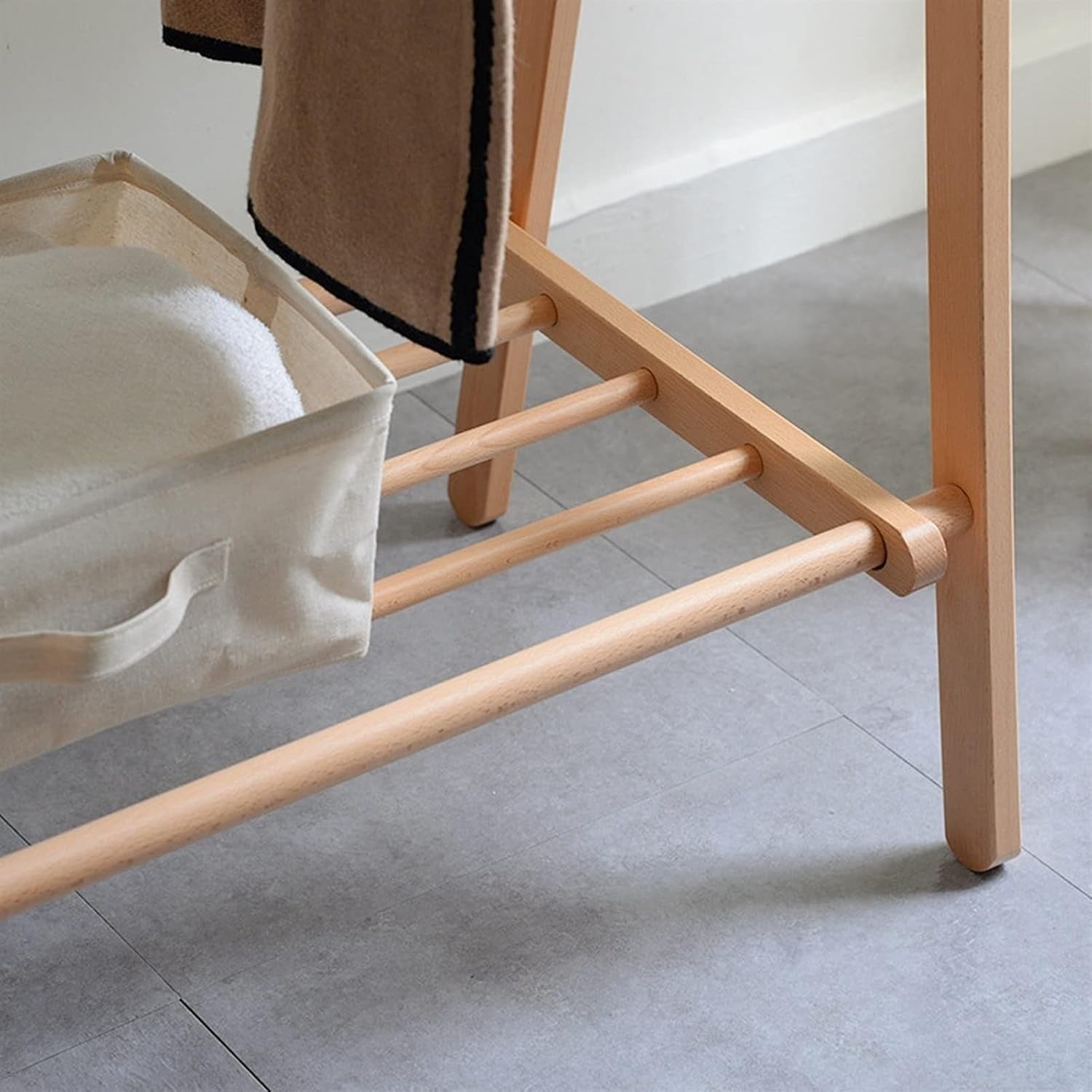 Wooden Clothes Rail Heavy Duty Garment Rack with Shelf 95cm