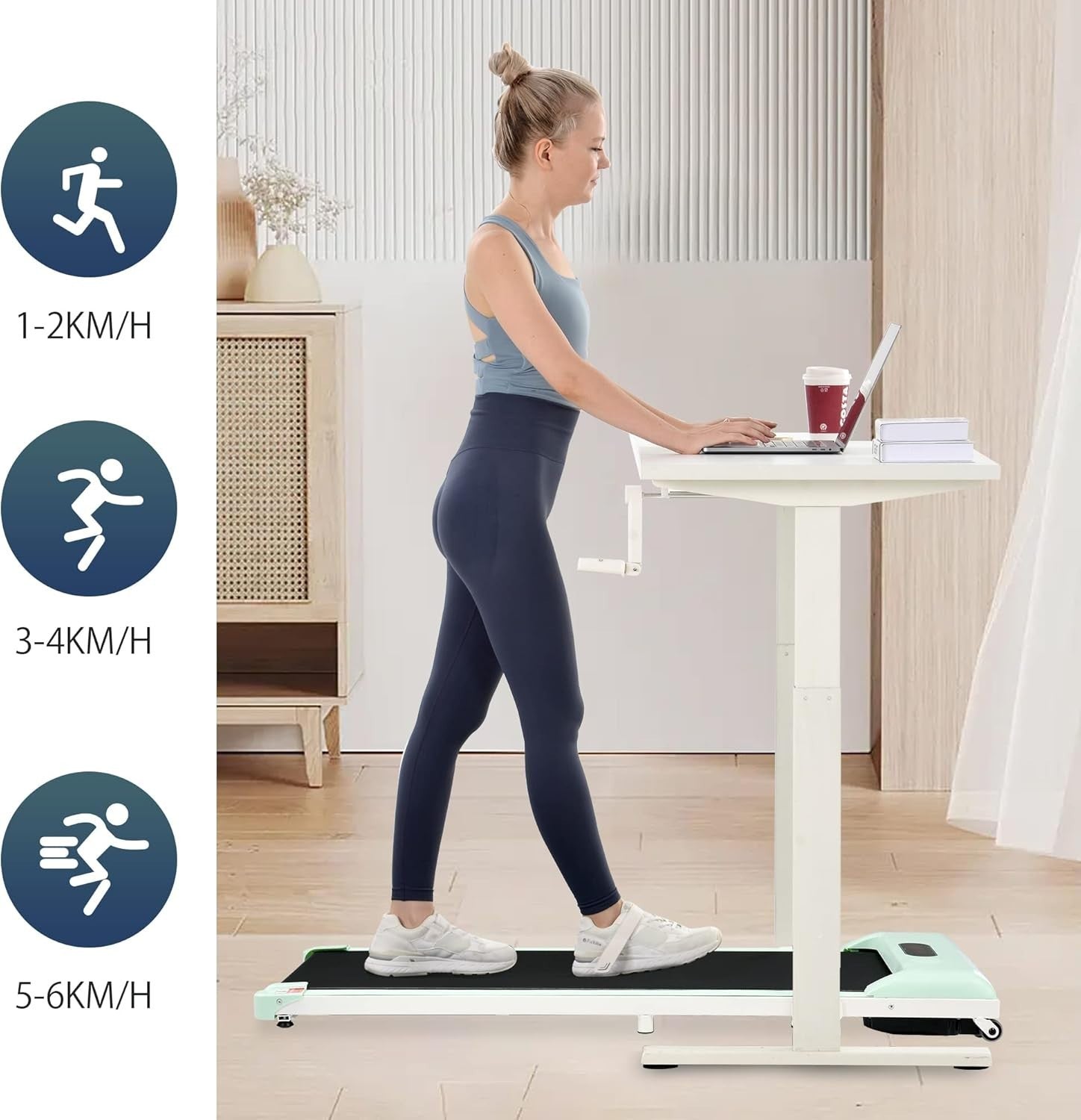 BTM Under Desk Folding Treadmill 1-6KM/H Bluetooth & LCD Display