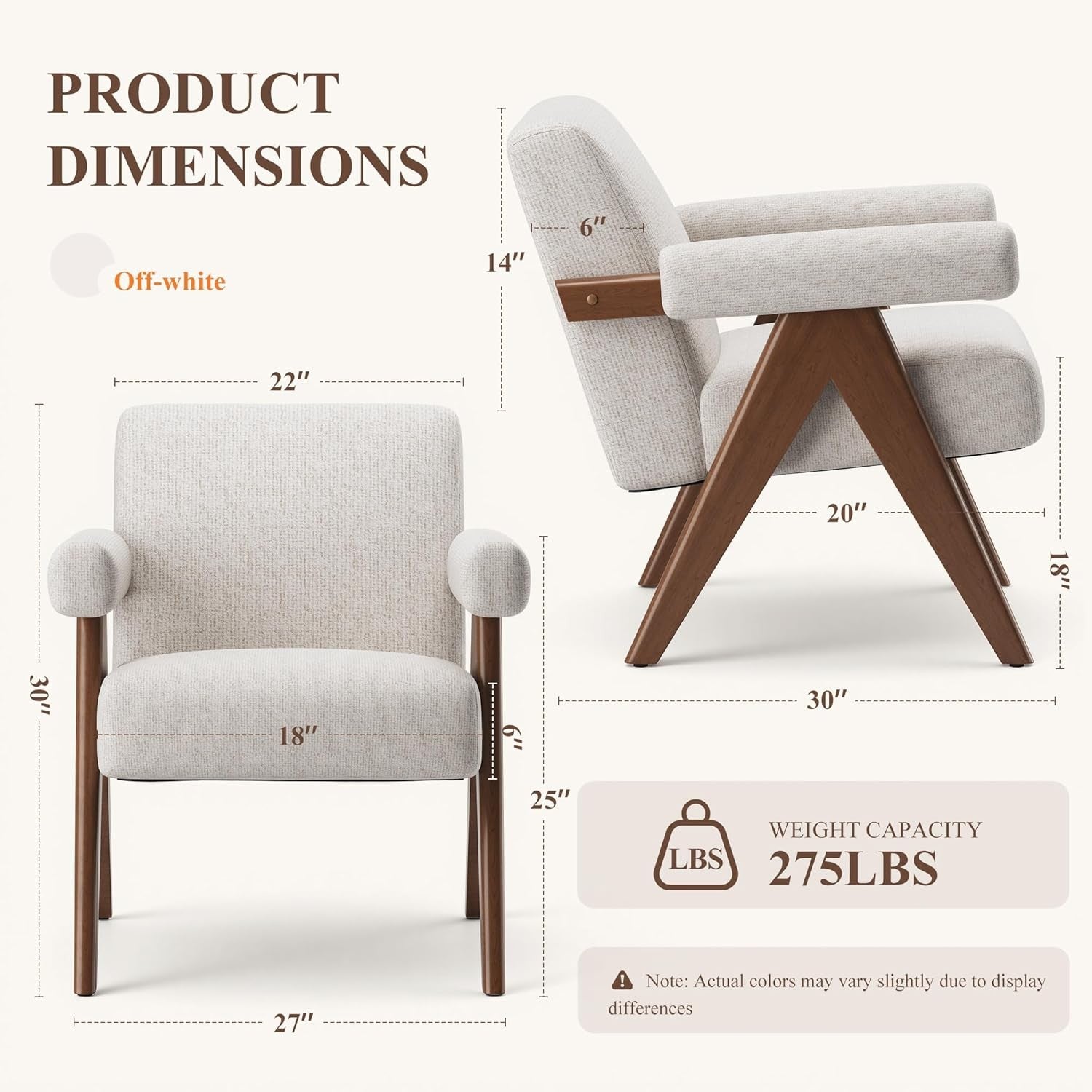 Beige Accent Armchair Upholstered Lounge Chair Wood Frame