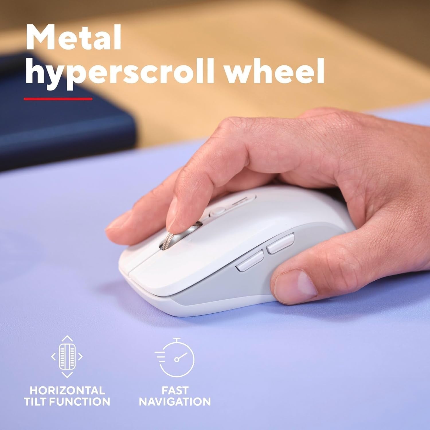 Wireless Bluetooth Mouse Hyper Scroll Silent Multi-Device White