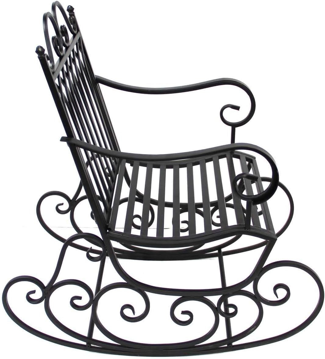 Outdoor Metal Rocking Chair with Victorian Style & Weatherproof Finish