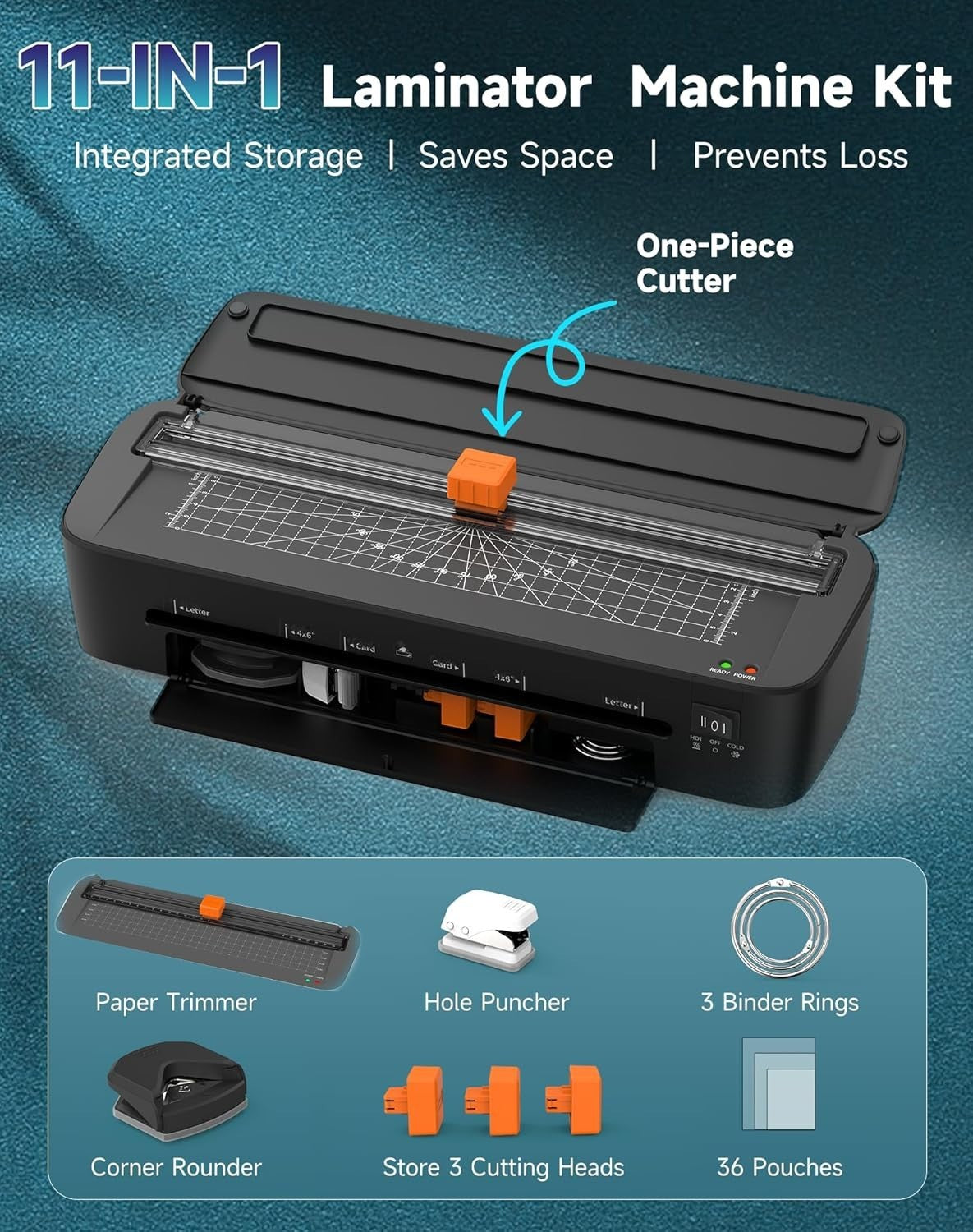 A4 Laminator Machine 11-in-1 Hot Cold Fast Anti Jam + 36 Pouches