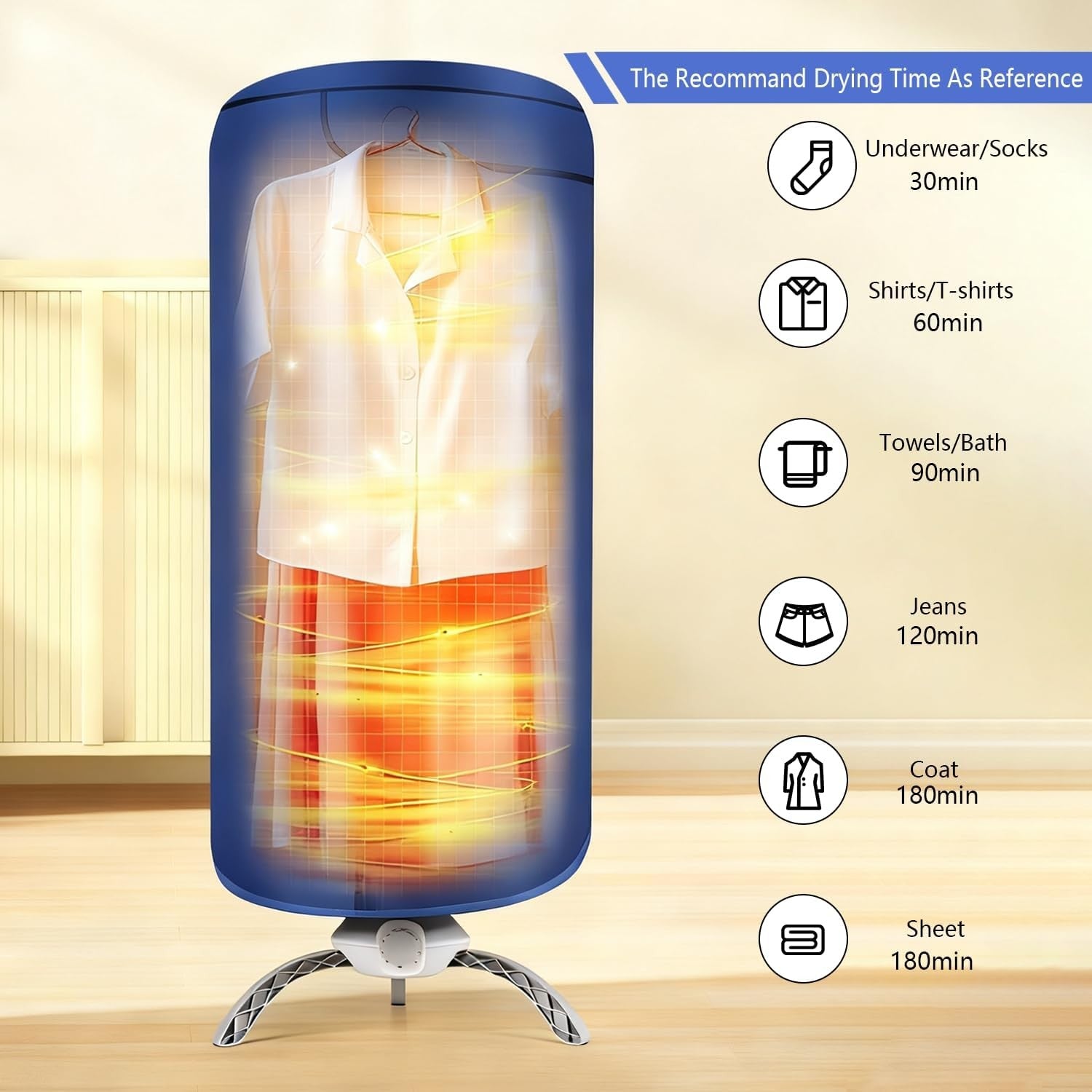 900W Portable Electric Clothes Dryer Heated Airer 12KG Indoor Folding Pod