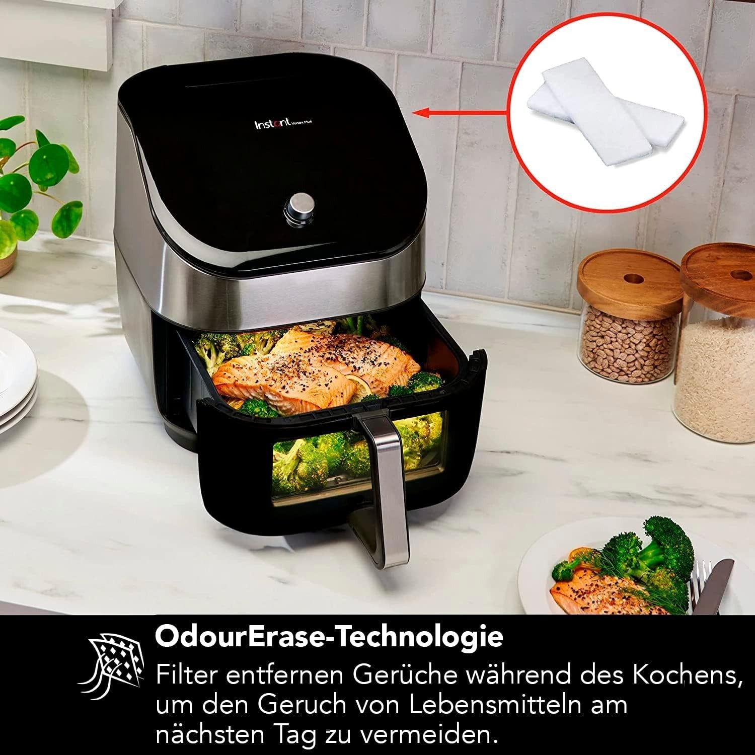 5.7L Air Fryer ClearCook Window Odour Filter 6in1 Touch 1700W Steel