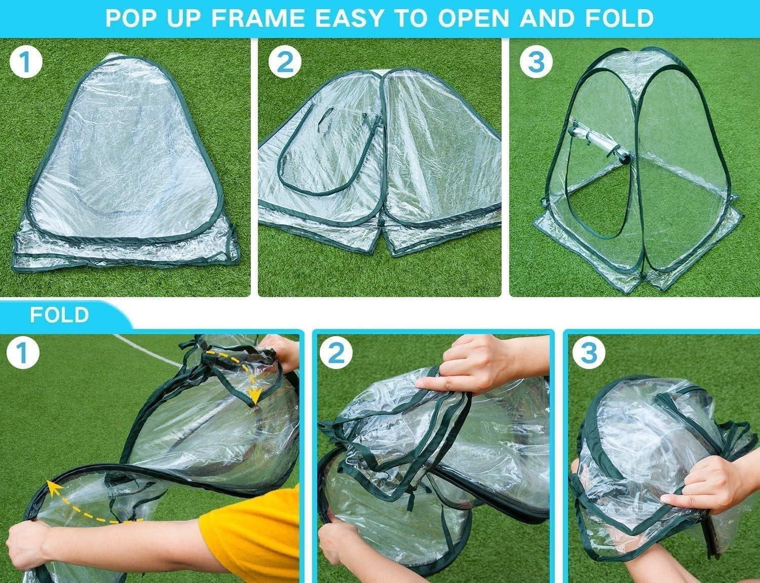Mini Pop-Up Greenhouse Clear PVC Plant Tent 70x70x80cm Portable Cold Frame