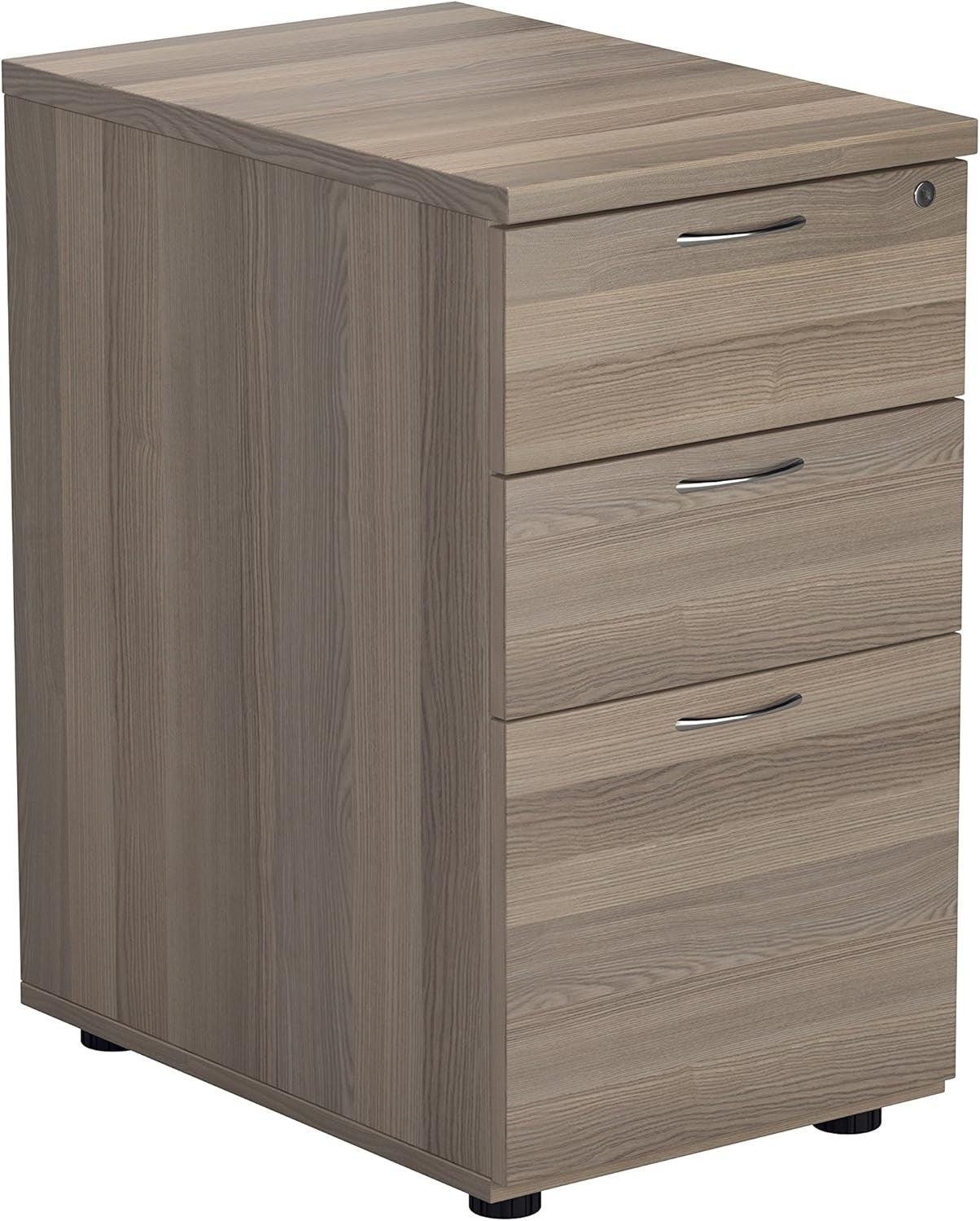 Grey Oak 3 Drawer Lockable Filing Cabinet 40.4x60x73cm