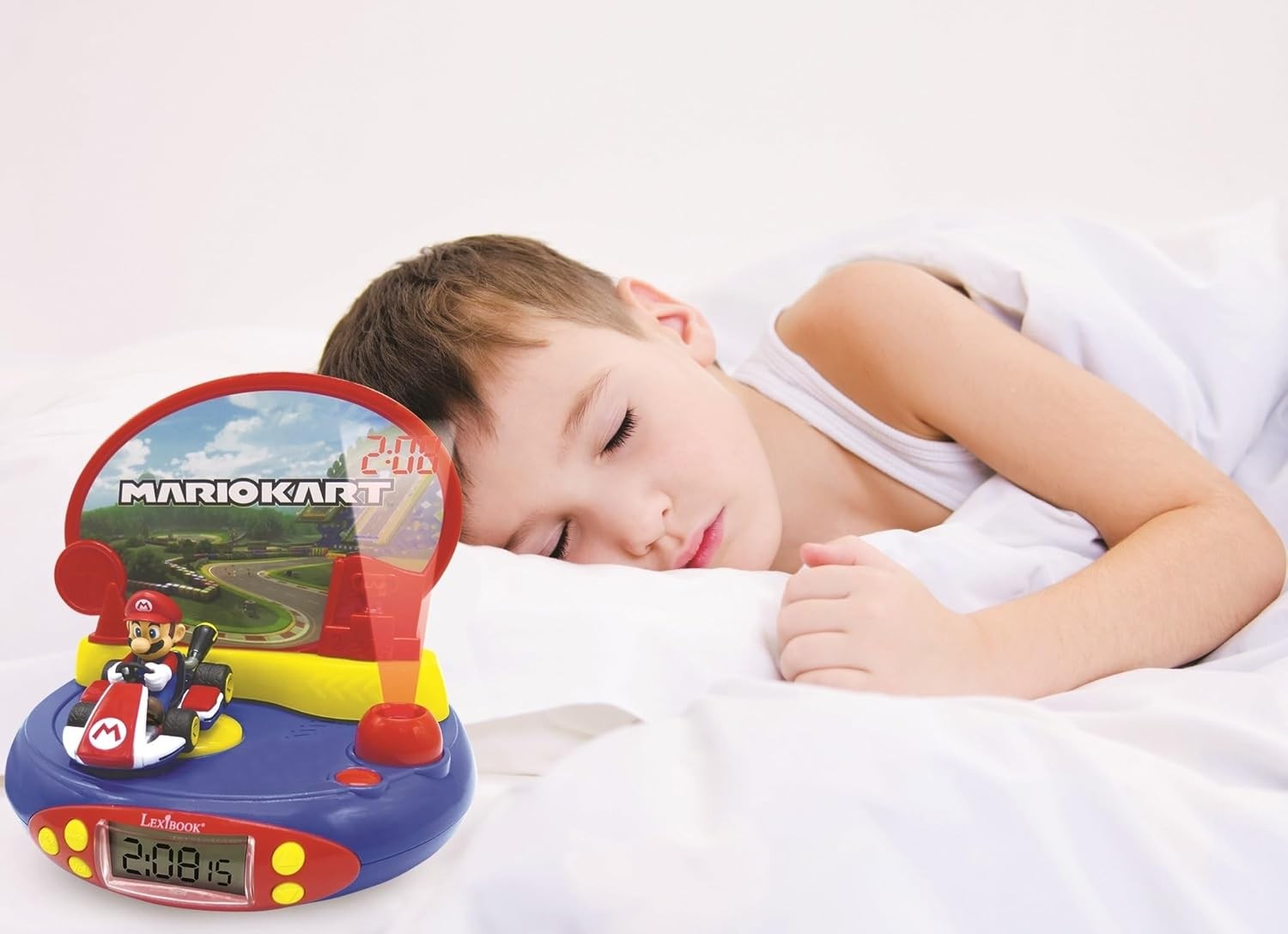 Kids Racing Game Projector Alarm Clock Night Light Sound Effects Battery