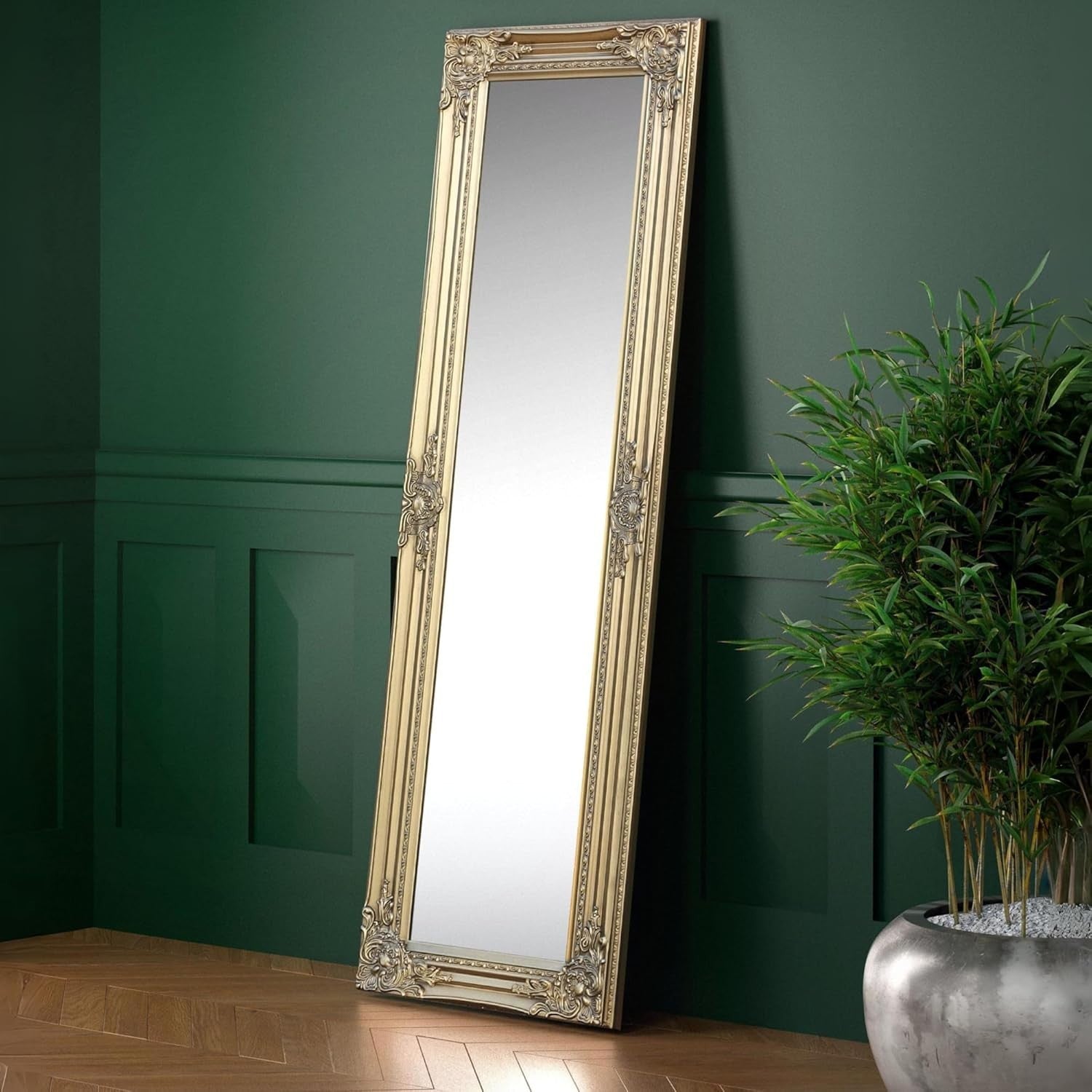Gold Full Length Wall Mirror 130x40cm – Vintage Frame for Hallway & Bedroom