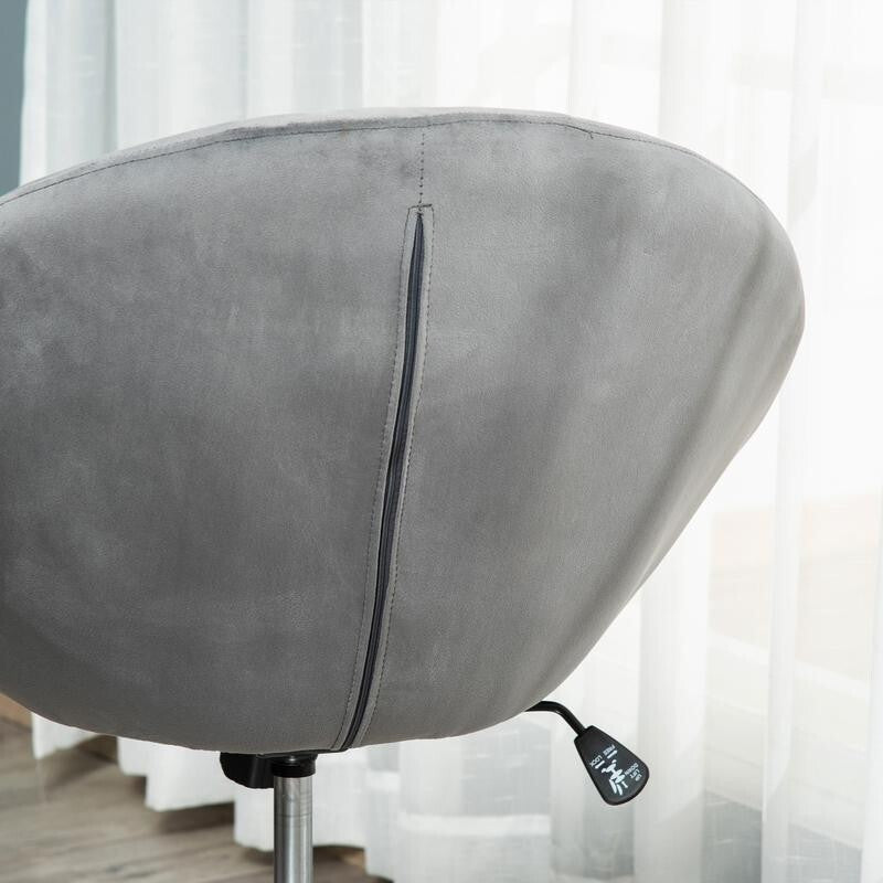 Grey Velvet Swivel Bar Stool Chair Tufted Back Height Adjustable Seat