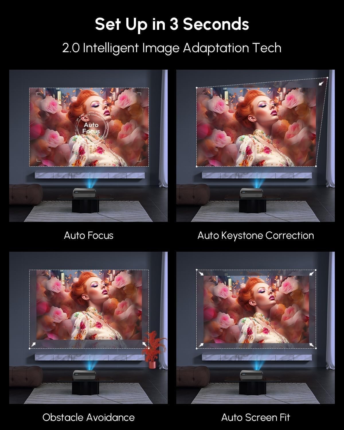 1400ANSI 4K Smart Projector Google TV WiFi6 Dolby NFC
