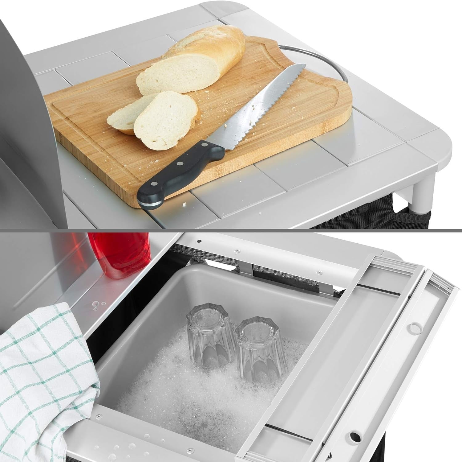 Folding Camping Kitchen Unit Cupboard Storage Table Outdoor BBQ Station
