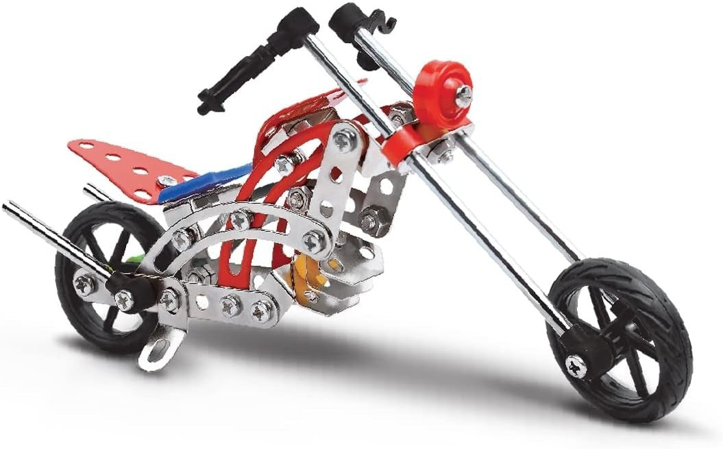 99-Piece STEM Motorbike & Sidecar Metal Building Kit for Kids & Adults