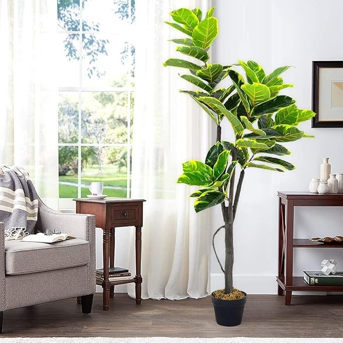 5FT 150cm Artificial Ficus Fiddle Fig Tree Tall Indoor Outdoor Home Decoration