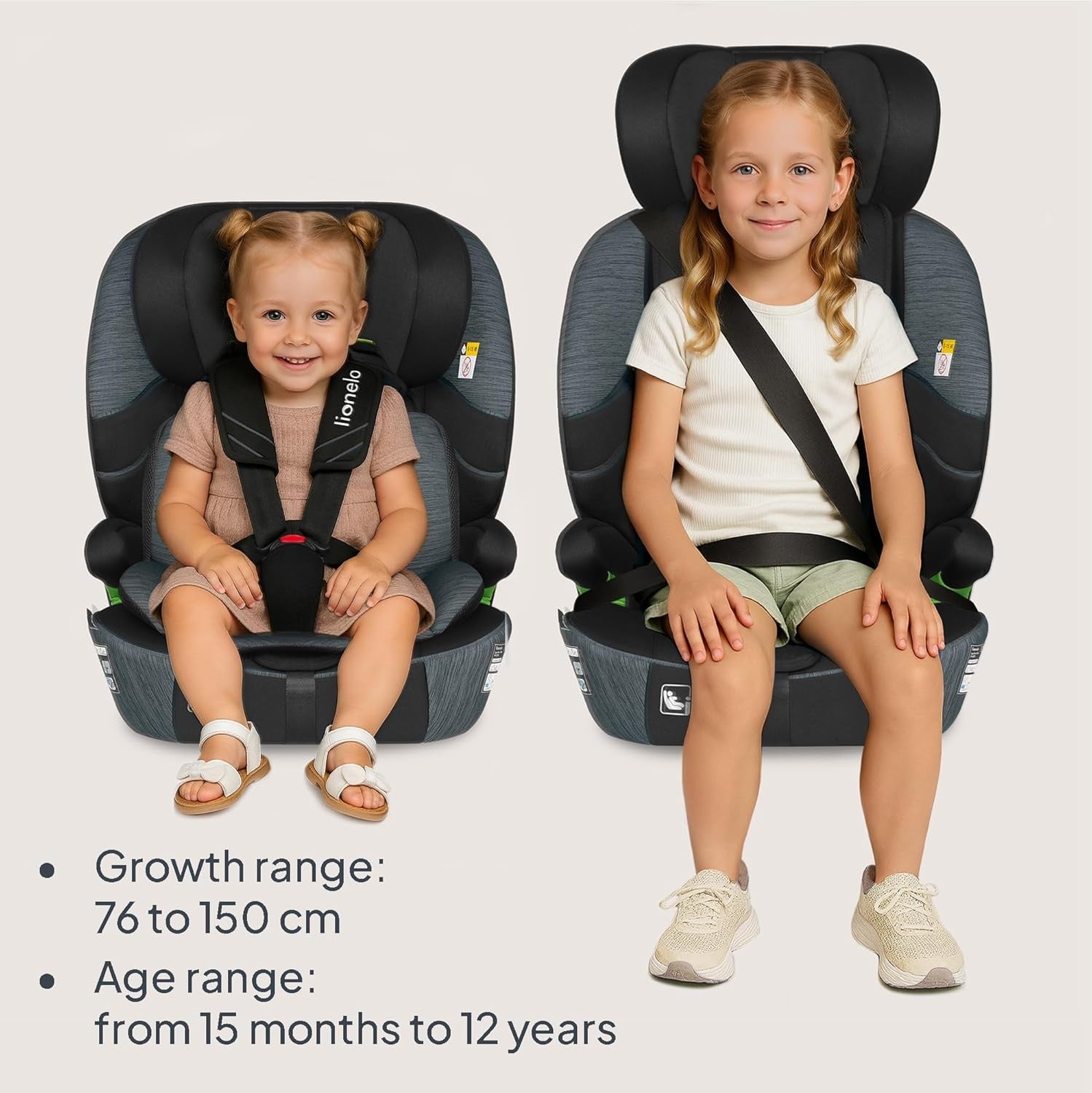 ISOFIX Child Car 12 Months–12 Years Side Impact Adjustable Headrest