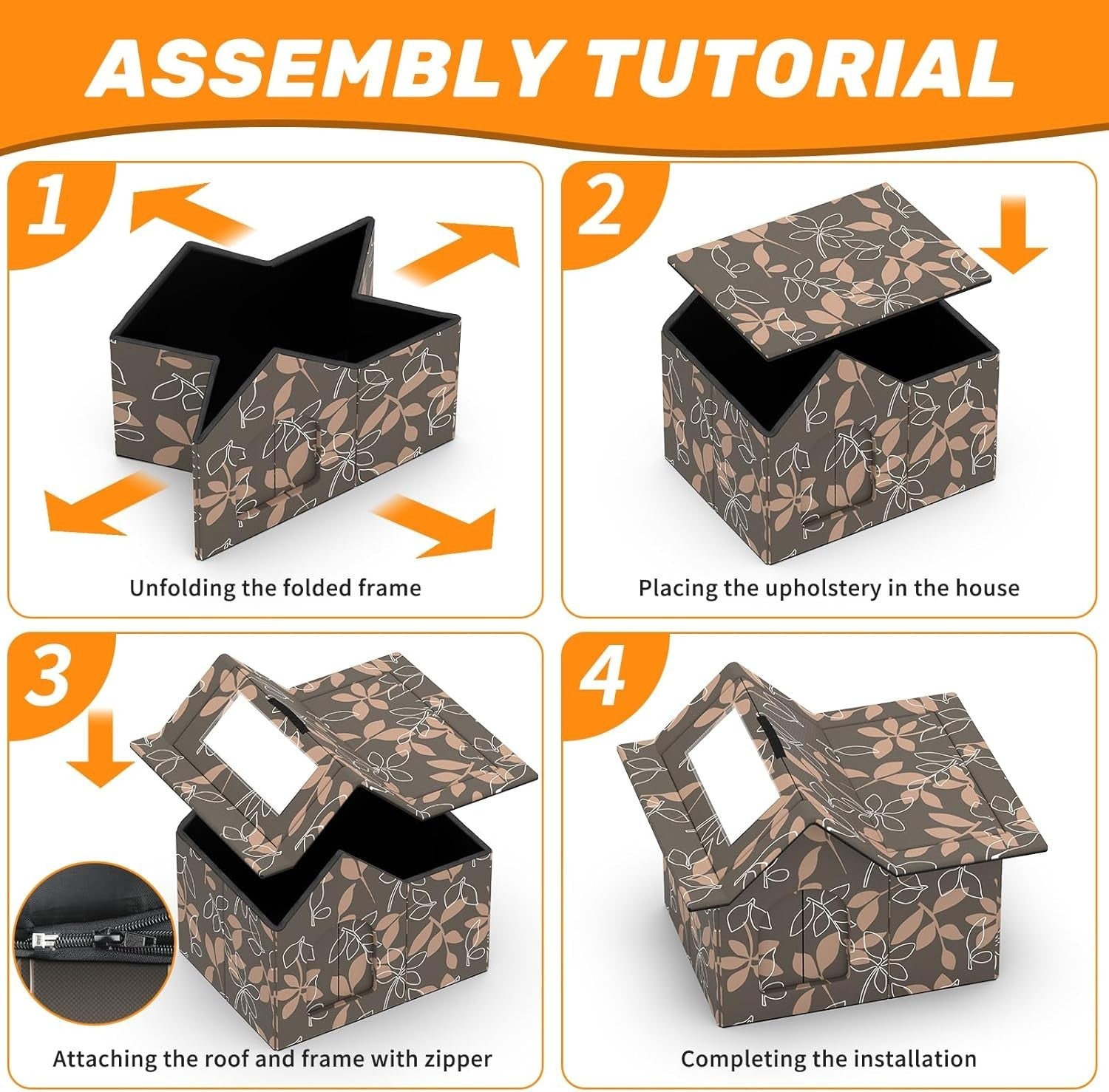Waterproof Outdoor Cat House with Soft Mat, Foldable Winter Shelter 33x38x43cm