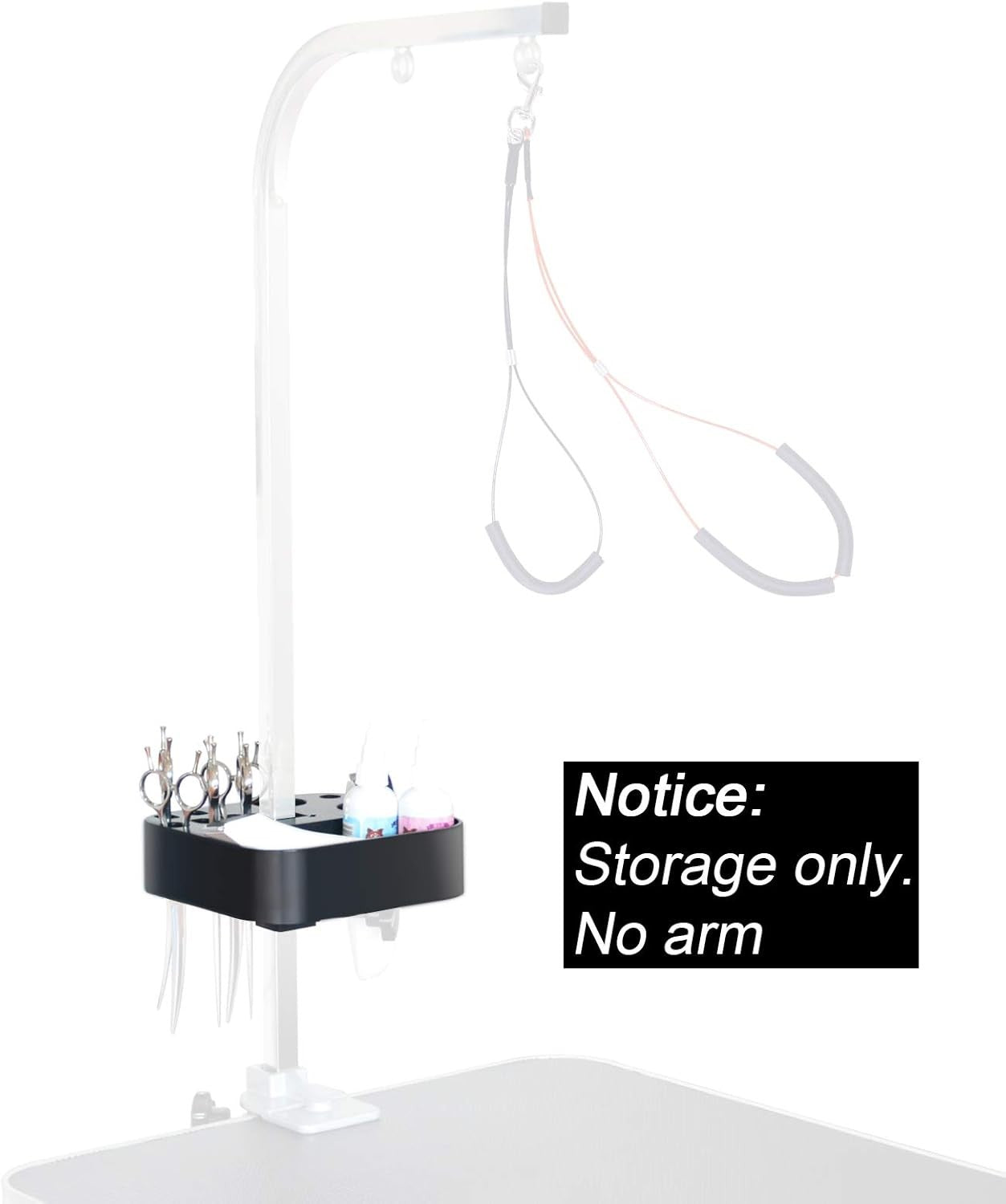 Dog Grooming Table Arm Holder with Tool Organizer Noose Adjustable