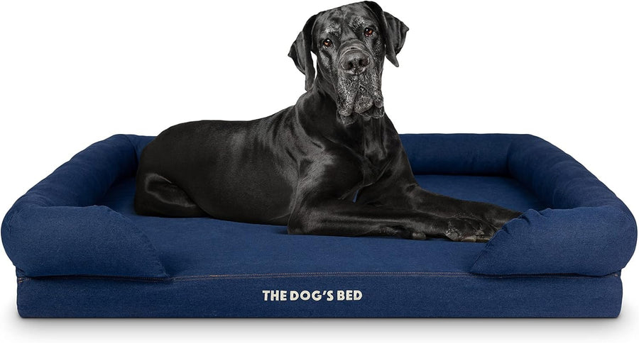 XXL Orthopedic Dog Bed Memory Foam Washable 131x100cm Denim