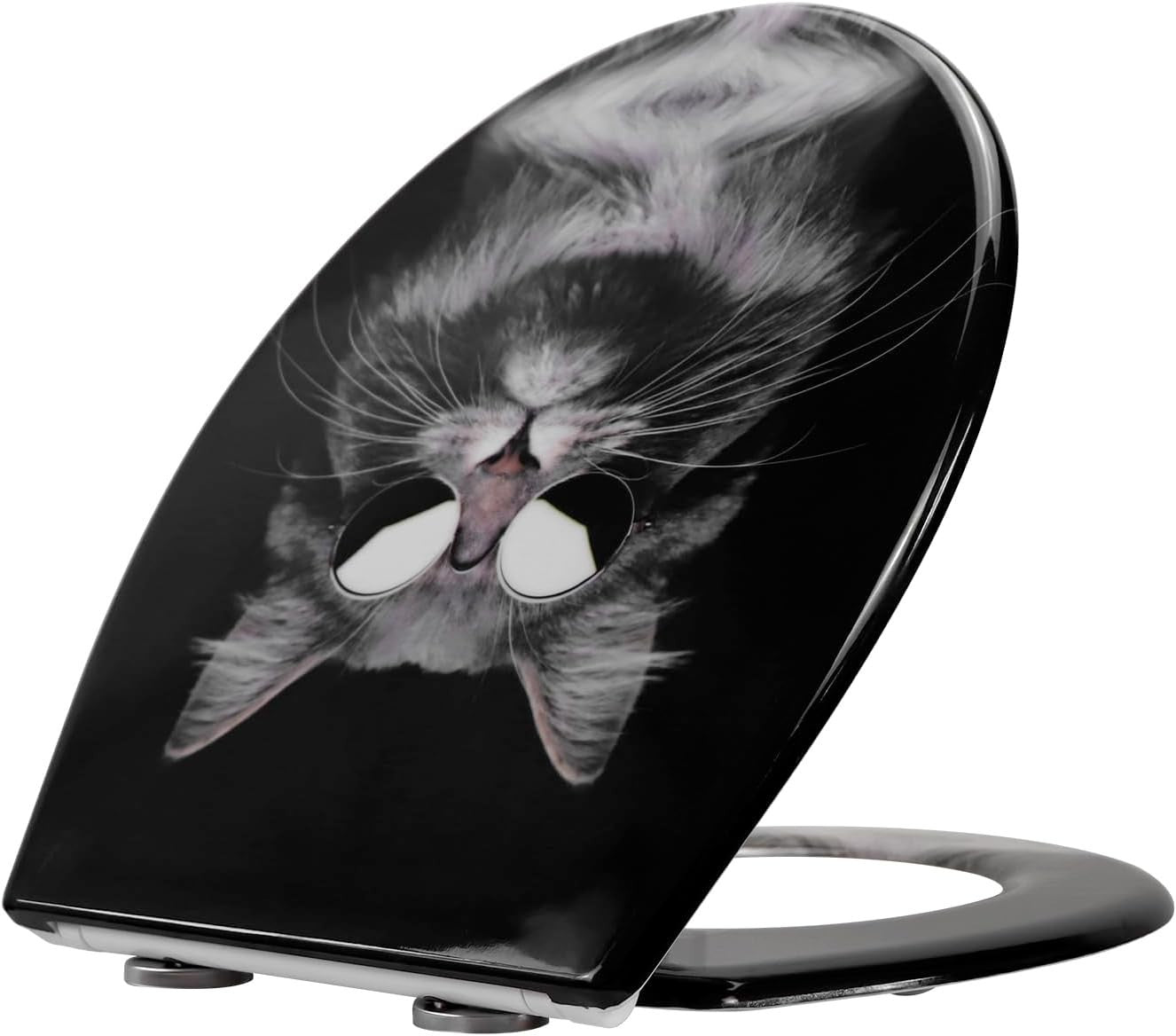 Black Cat Soft Close Toilet Seat Quick Release Top-Fix Duroplast 45x37cm