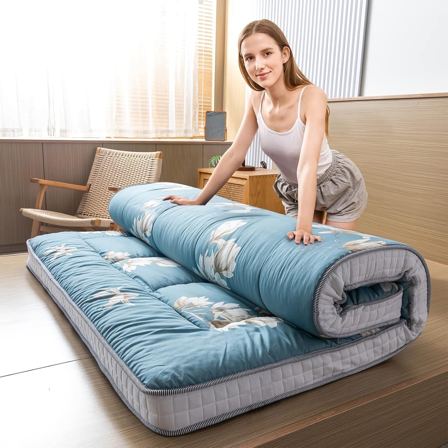 Extra Thick Japanese Floor Mattress Topper | Plush, Breathable Sleeping Pad