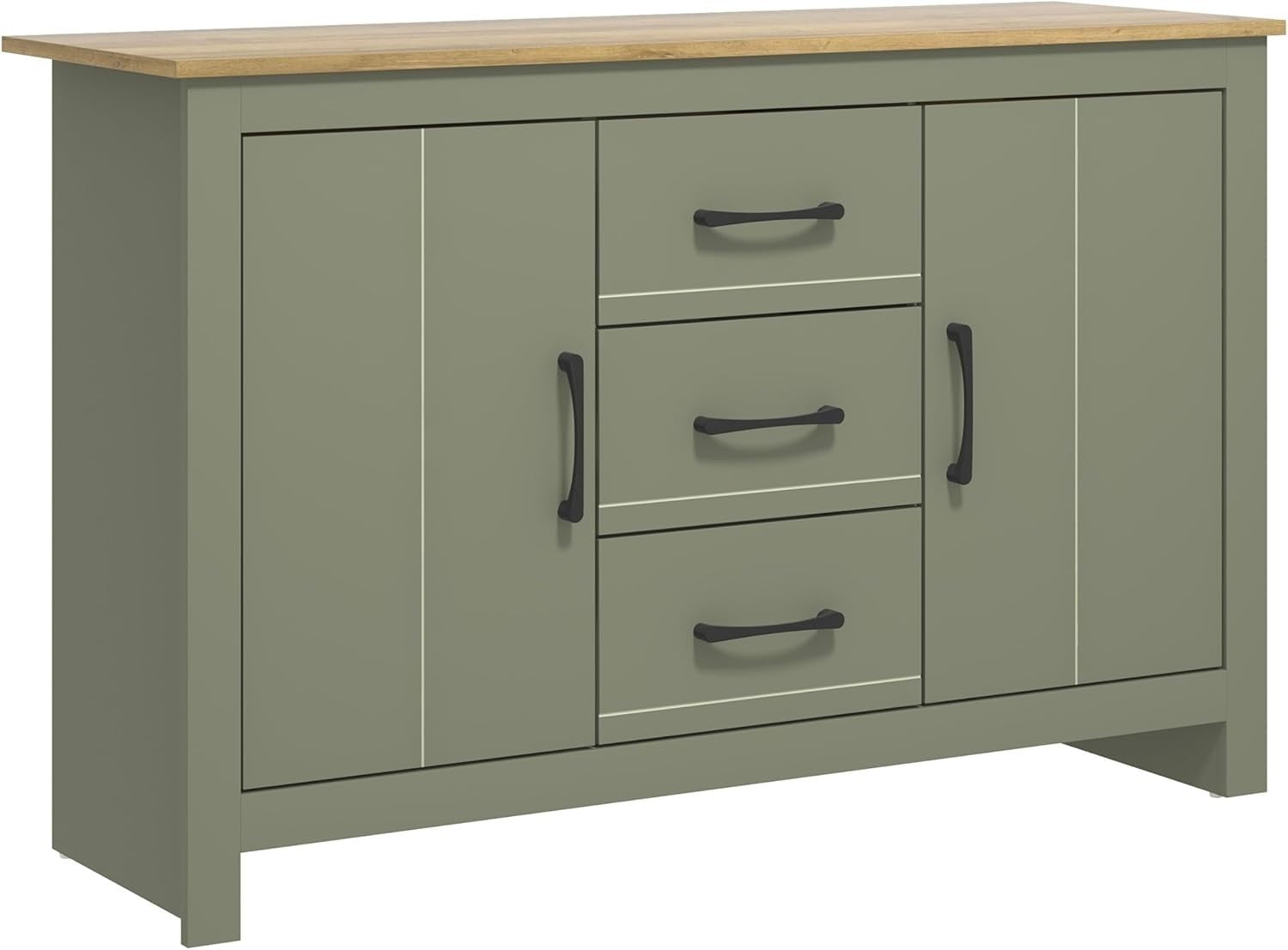 Large Storage Sideboard Cabinet 2 Doors 3 Drawers Adjustable Shelves