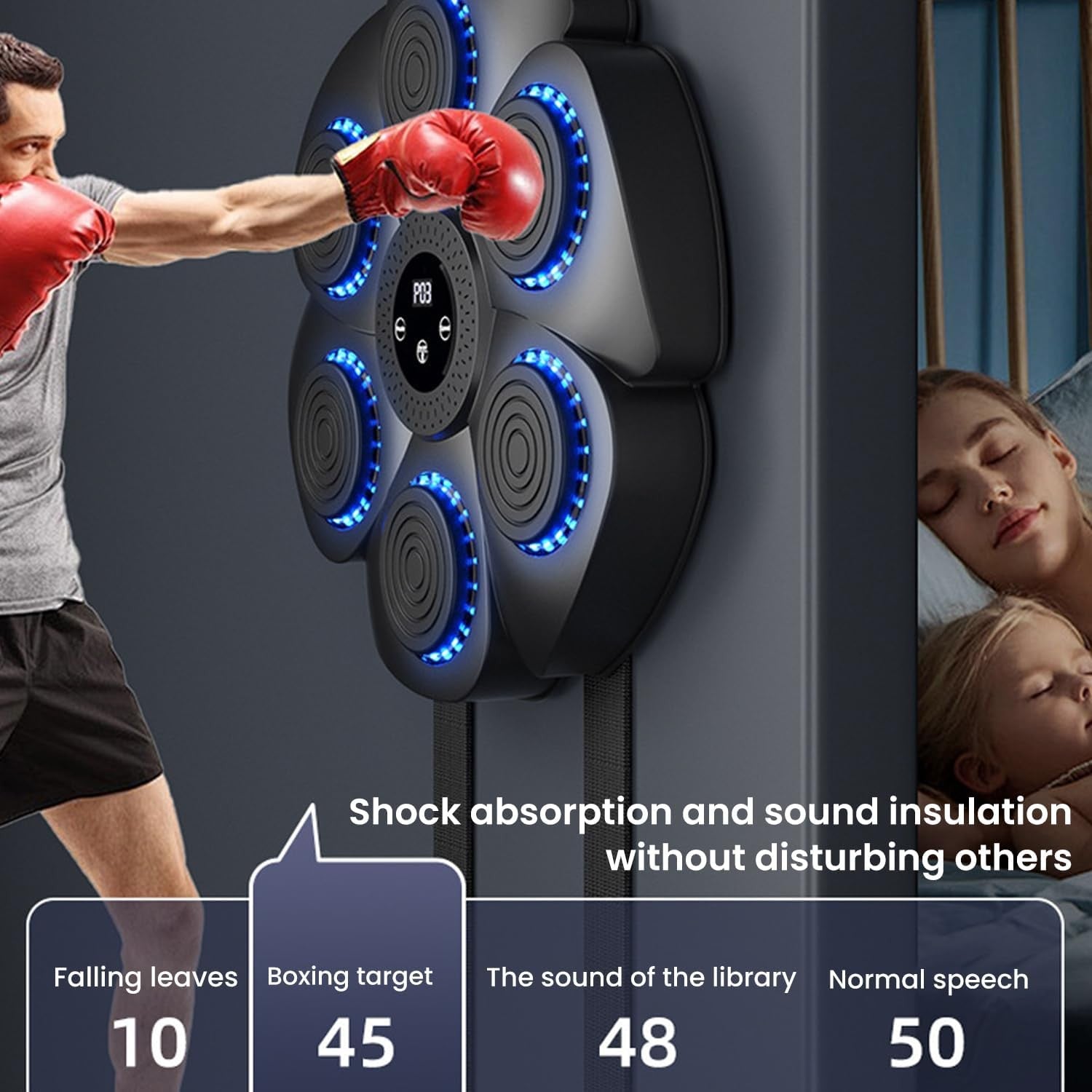 Music Boxing Machine Bluetooth LED Wall Punch Trainer Home Fitness