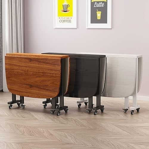 Space-Saving Brown Folding Dining Table with Extendable Butterfly Leaf 120x80cm