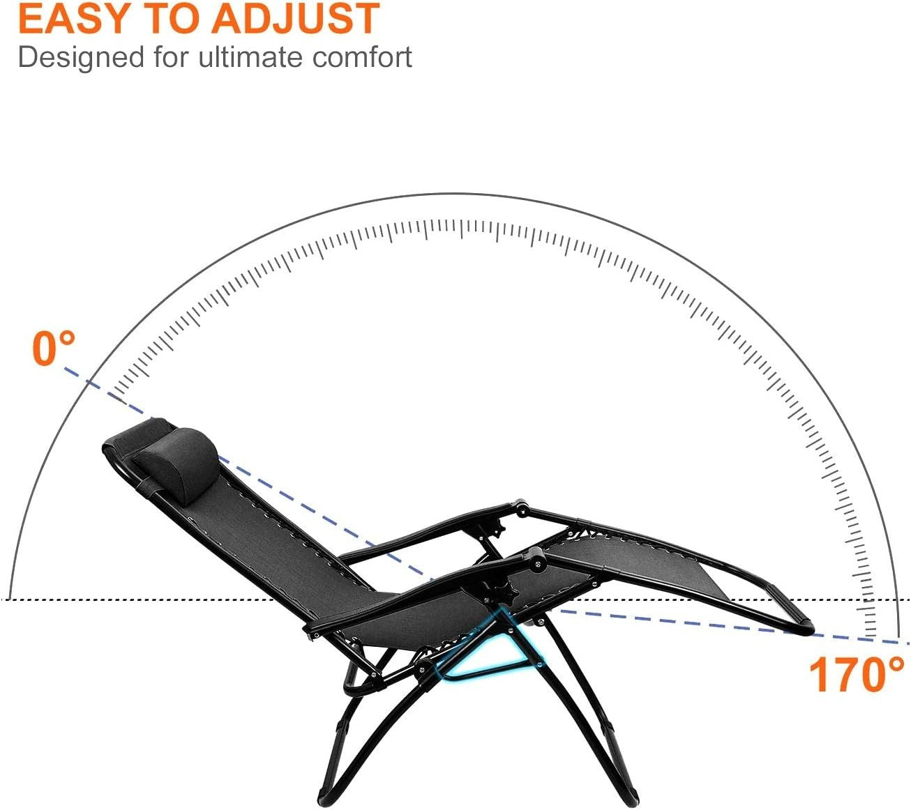 Zero Gravity Outdoor Reclining Chairs Set of 2 with Cup Holders & Pillow