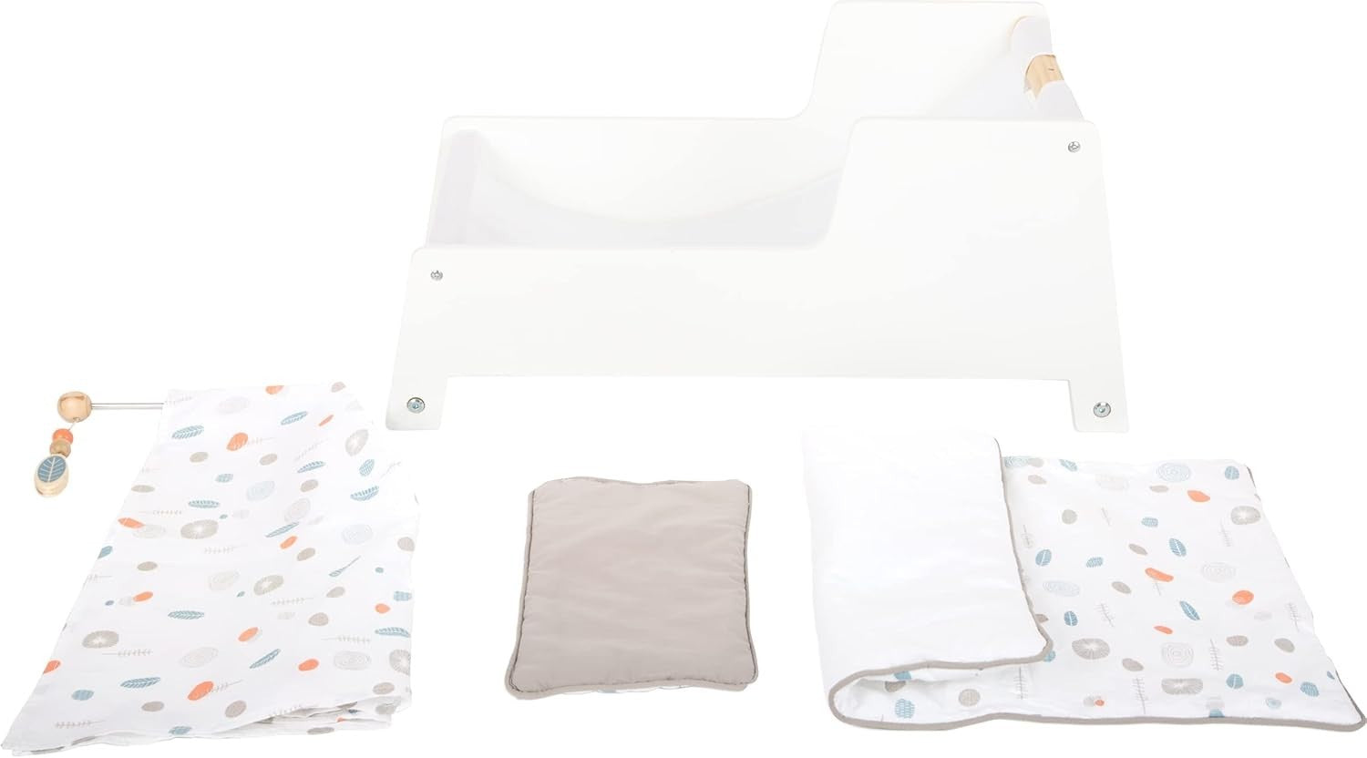 Wooden Doll Crib Rocking Cradle Teddy Bear Bed Lounger Chair Toy White