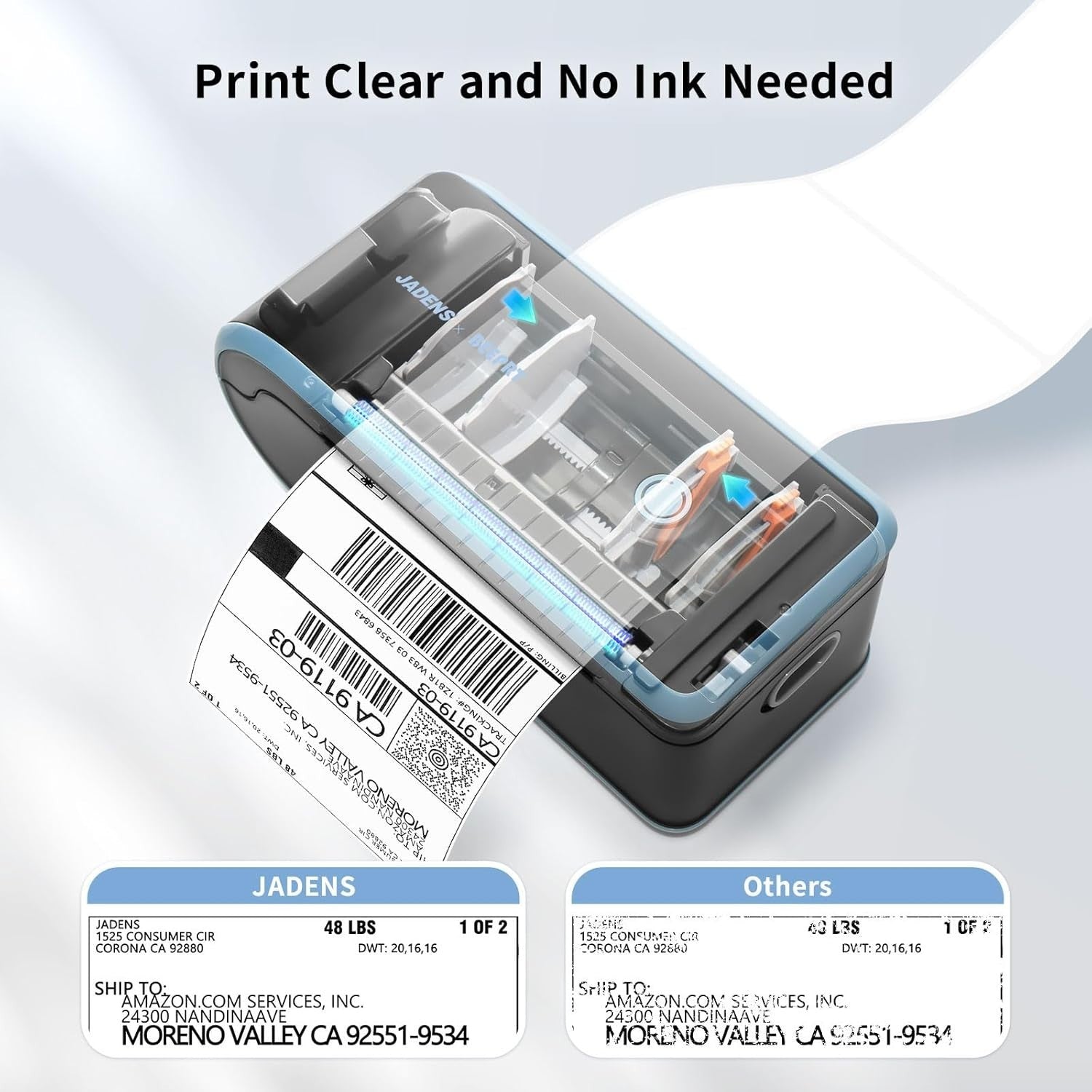 Portable Wireless Shipping Label Printer Blue | 4x6 Thermal, Bluetooth
