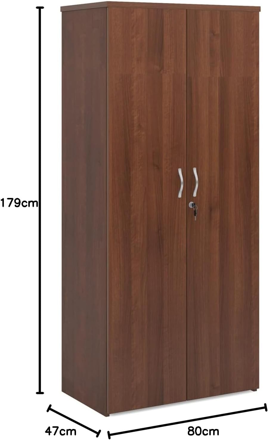 Walnut Storage Cupboard 2 Door Lockable Cabinet with 4 Adjustable Shelves