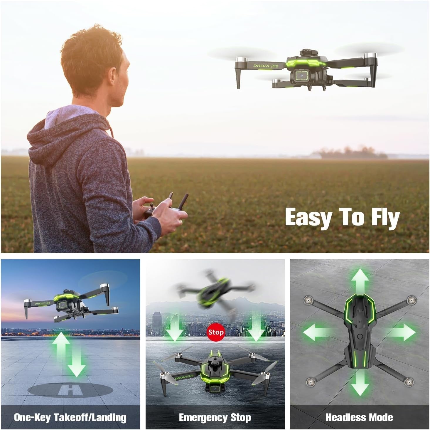 HURSVIE 4K Drone with Camera, Brushless Motor, Foldable RC Quadcopter