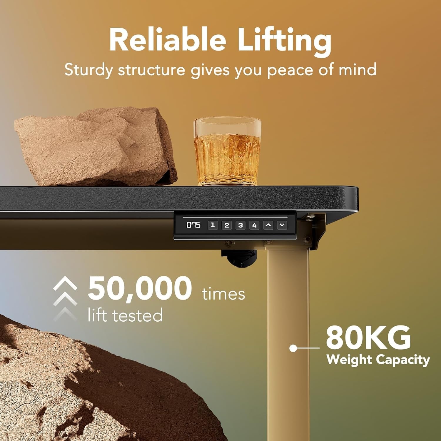 Electric Standing Desk Height Adjustable Stand Home Office Table 80x48cm