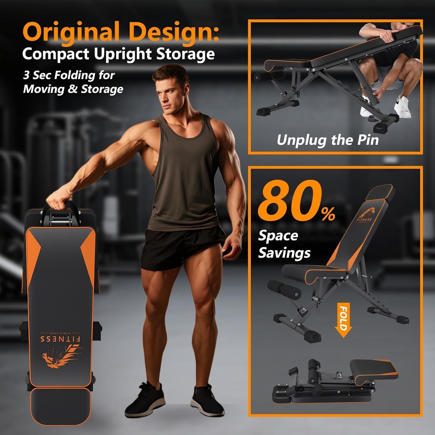 880LB Adjustable Weight Bench Folding Full Body Home Gym Trainer