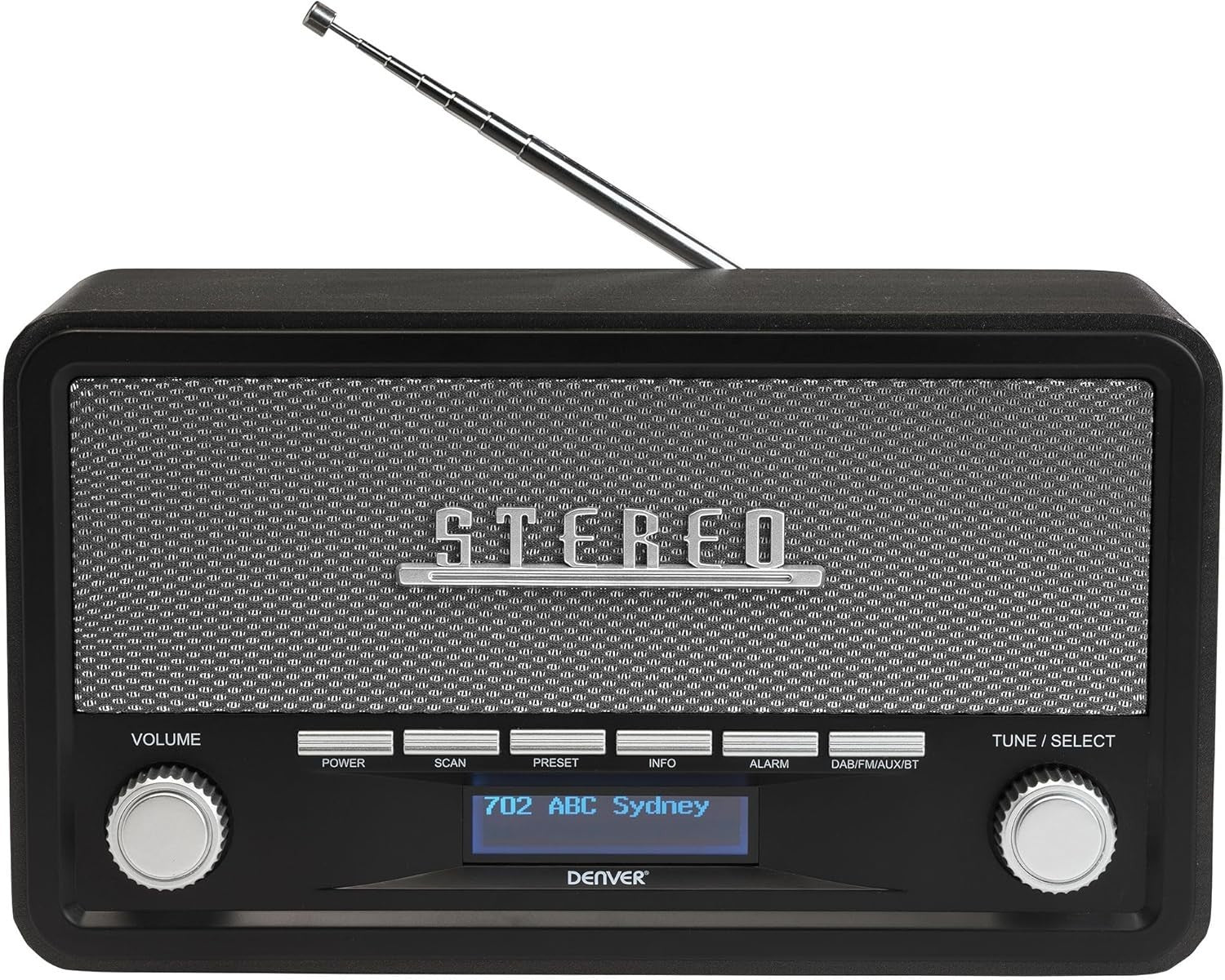 Vintage DAB/DAB+ FM Radio with Bluetooth, Clock & AUX – Grey Wood