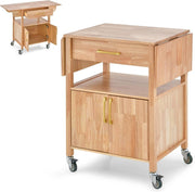 Kitchen Island on Wheels Rolling Trolley Cart Drawer Cabinet Drop Leaf Top