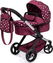 3in1 Dolls Pram Buggy Carrycot Set Tall Adjustable Handle Toy Pushchair