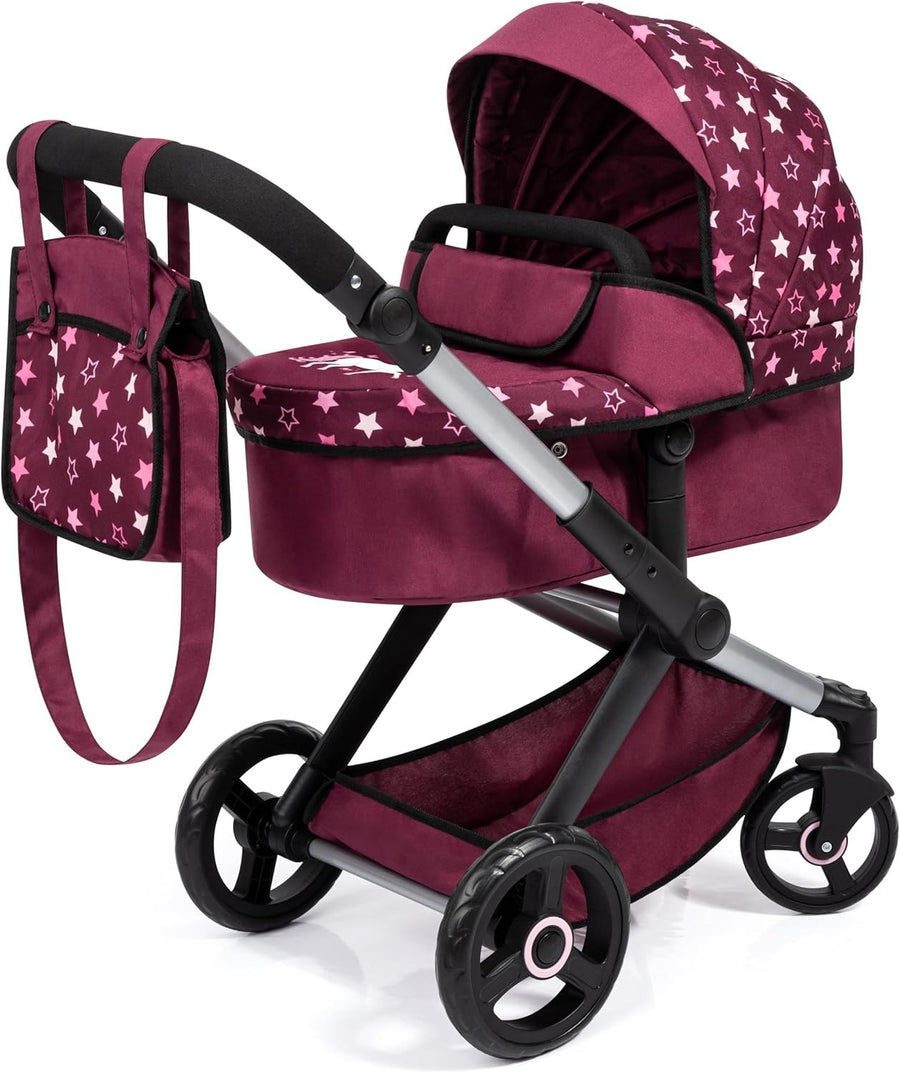 3in1 Dolls Pram Buggy Carrycot Set Tall Adjustable Handle Toy Pushchair