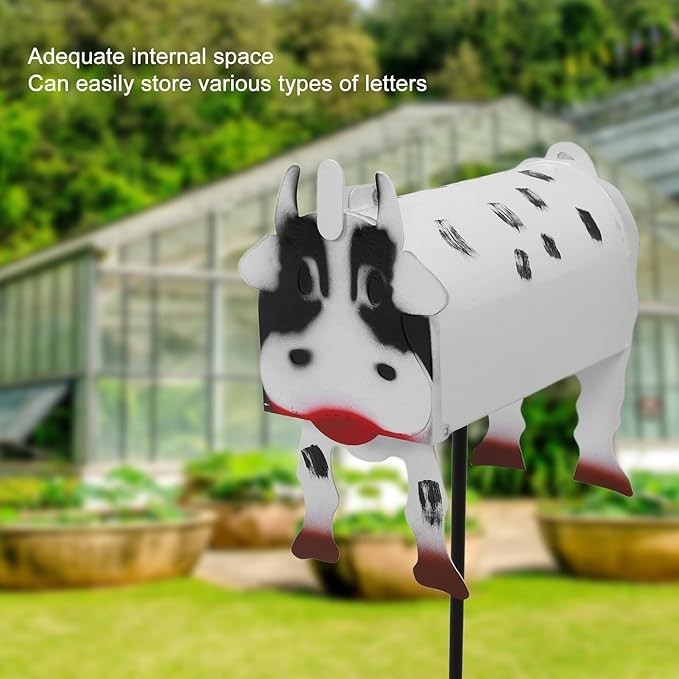 Large Cow Mailbox Outdoor Iron Animal Letter Box | Weatherproof Parcel Slot